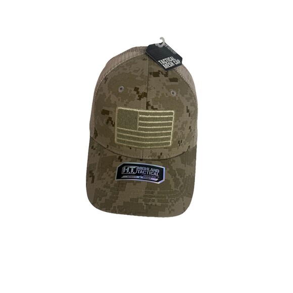 Highland Tactical American Flag Patch Mesh Snapback Hat Digi Camo OSFM - Picture 10 of 12